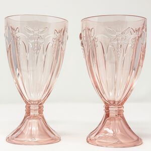 Lenox Butterfly Meadow Dragonfly Pink Wine Goblets Glasses Set of 2